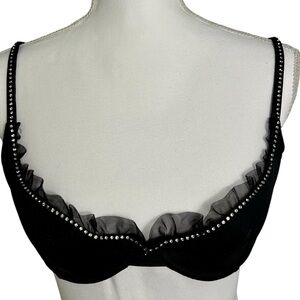 Vintage 2004 Victoria's Secret Black Bra with Rhinestone Detail 34C